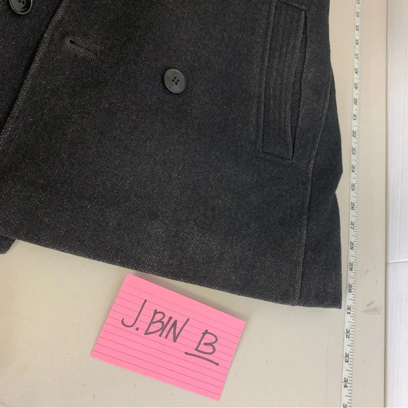 DANIEL HECHTER Charcoal Grey Quilted Lining Wool Zip Up Dress Coat Size L - Picture 14 of 14